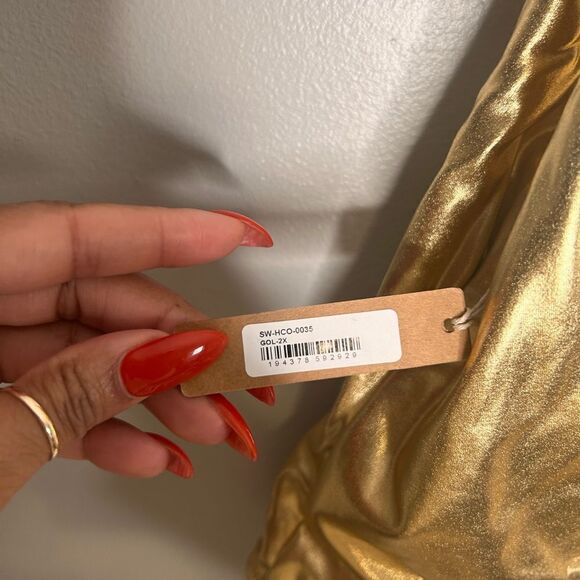 SKIMS Metallic Gold High Cut One Piece Swimsuit NWT - Picture 5 of 6